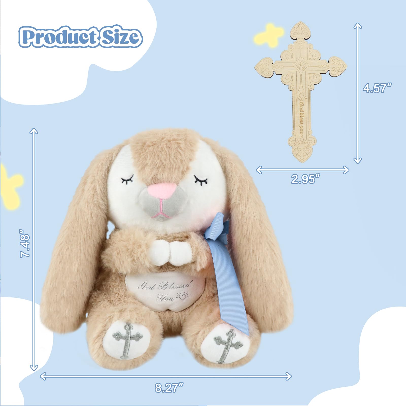 Malihome prayer bunny blue bedtime companion for comforting snuggles