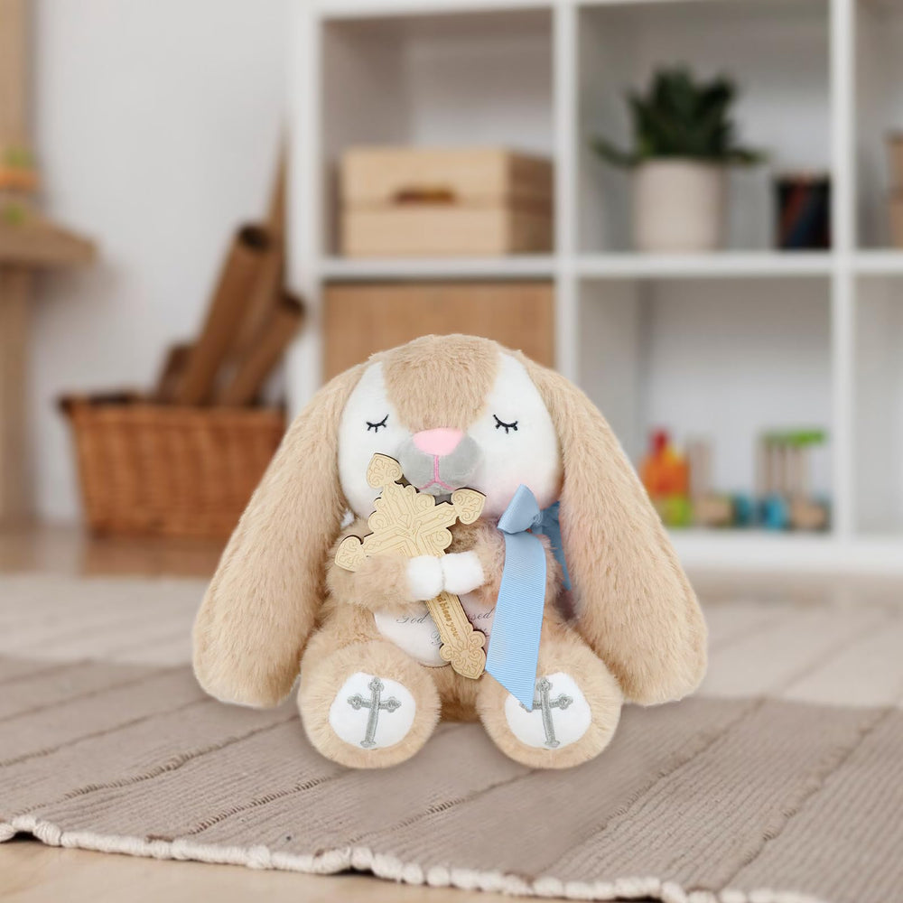 Malihome prayer bunny blue soft plush ideal for bedtime cuddles