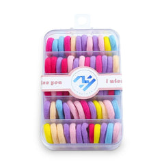 MALIHUB 60pcs box of multicolor baby hair ties for easy styling.