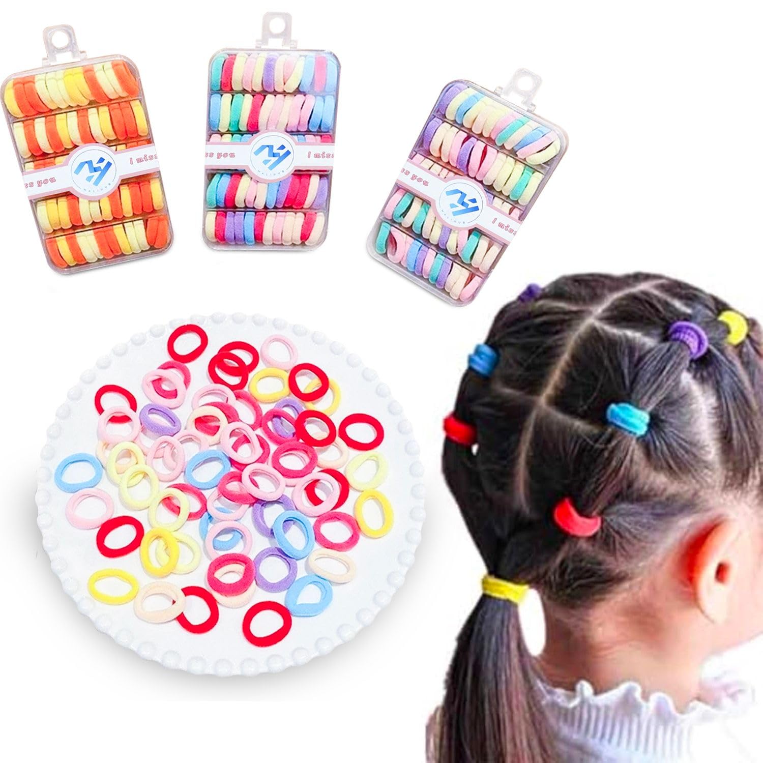 MALIHUB hair ties color palette highlights bright color options.