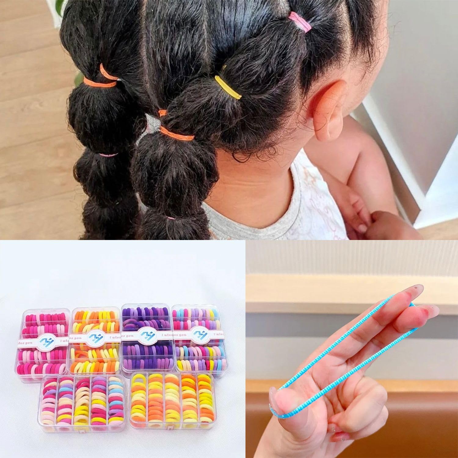 MALIHUB hair ties on ponytail demonstrate secure style during active play