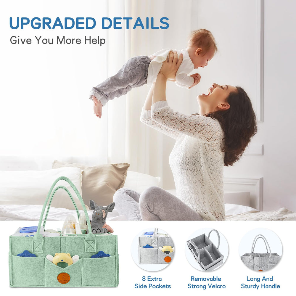 Maliton felt diaper caddy emphasizes eco-friendly materials and soft texture for baby safety