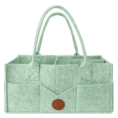 Maliton baby diaper caddy front view showing organized essentials for easy diaper changes