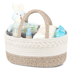 Maliton diaper caddy with open compartments keeps wipes and diapers within arm's reach