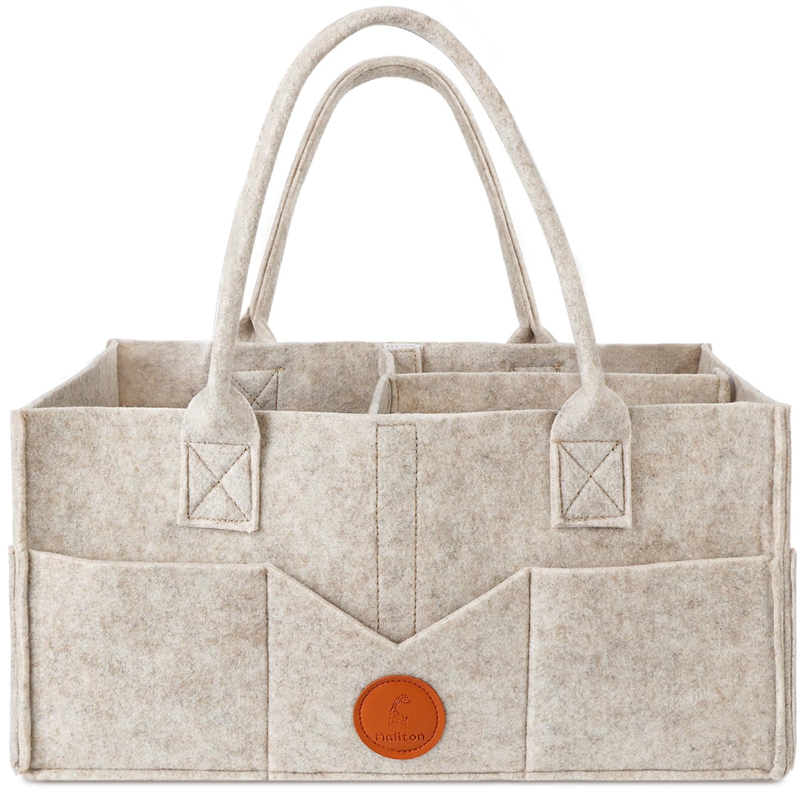 Maliton baby diaper caddy organizer closeup shows soft felt texture for baby-safe storage