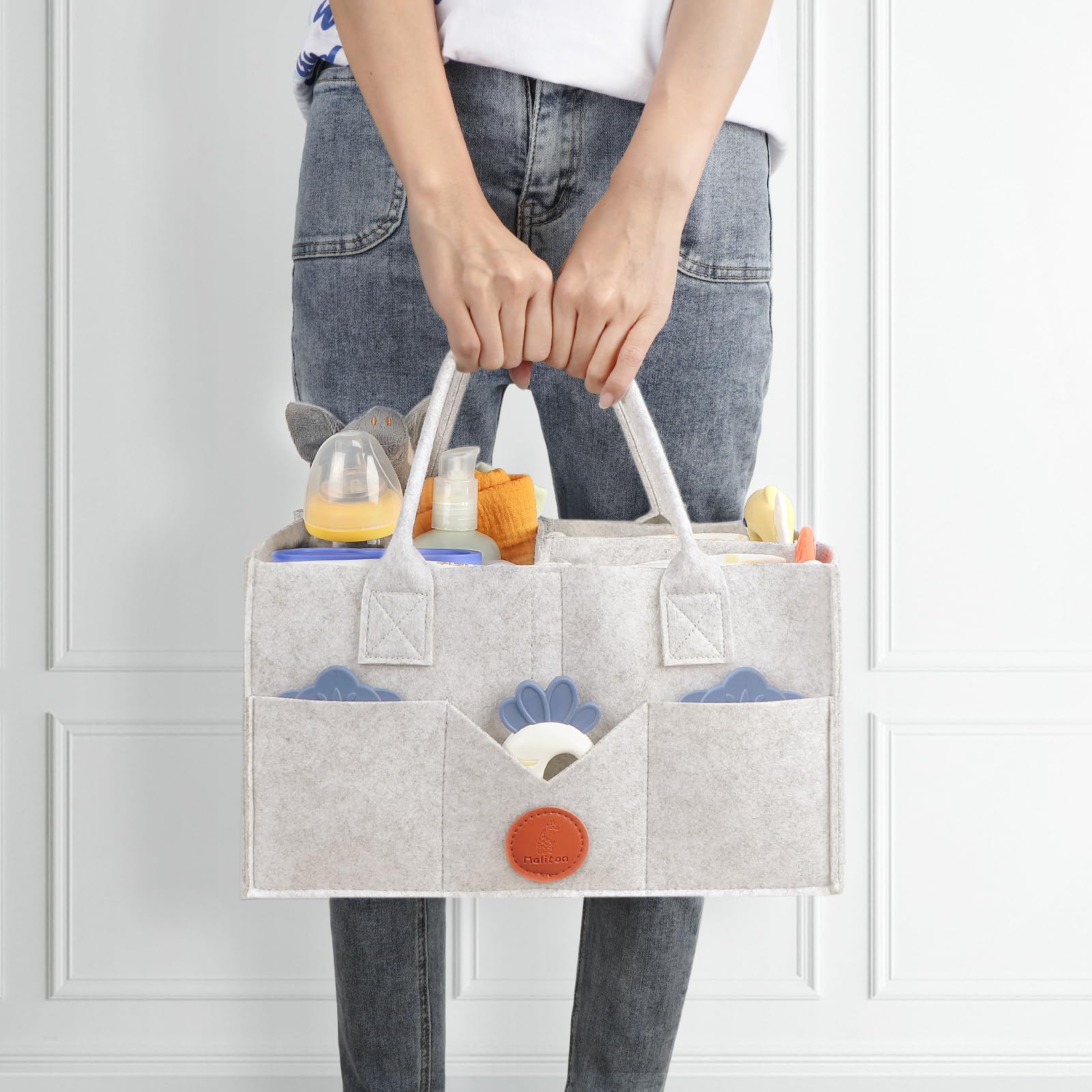 Maliton diaper caddy outside pockets hold small essentials