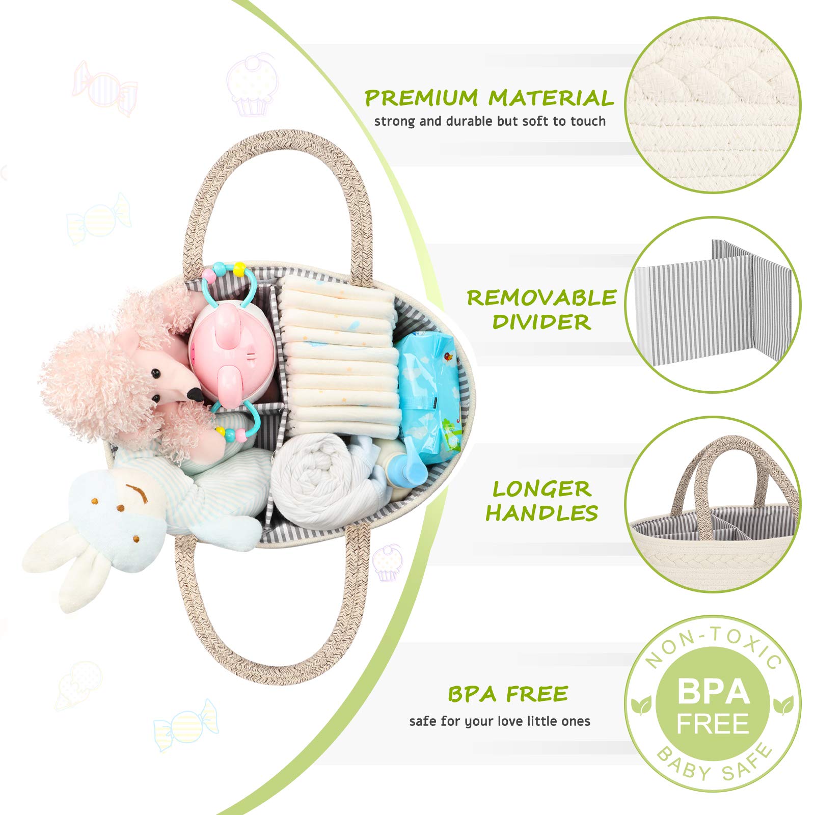 Maliton diaper caddy removable divider lets you customize space for baby essentials