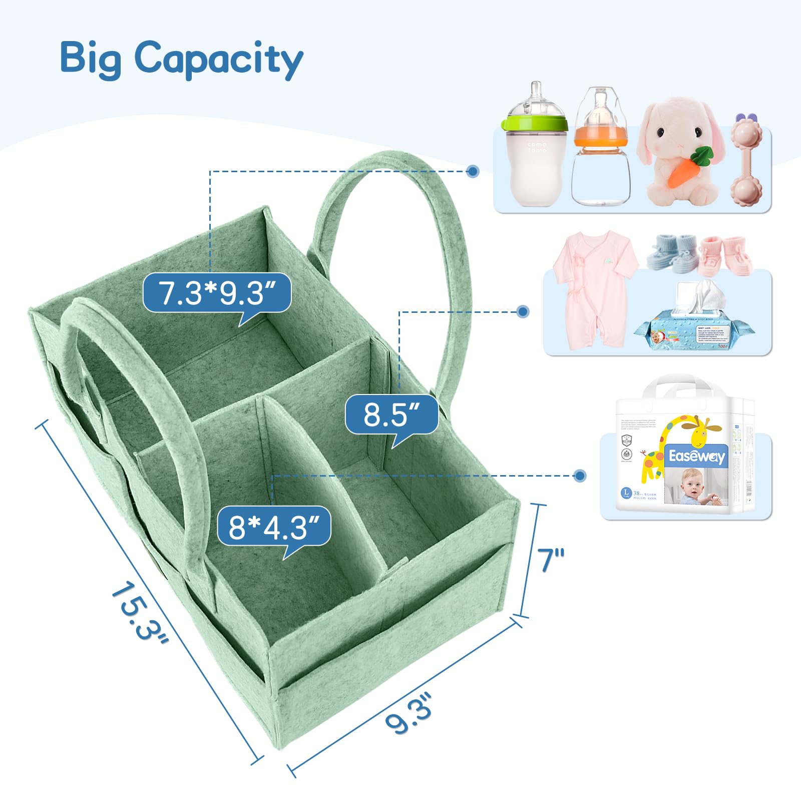 Maliton diaper caddy side pocket highlight keeps small items within grab-and-go reach
