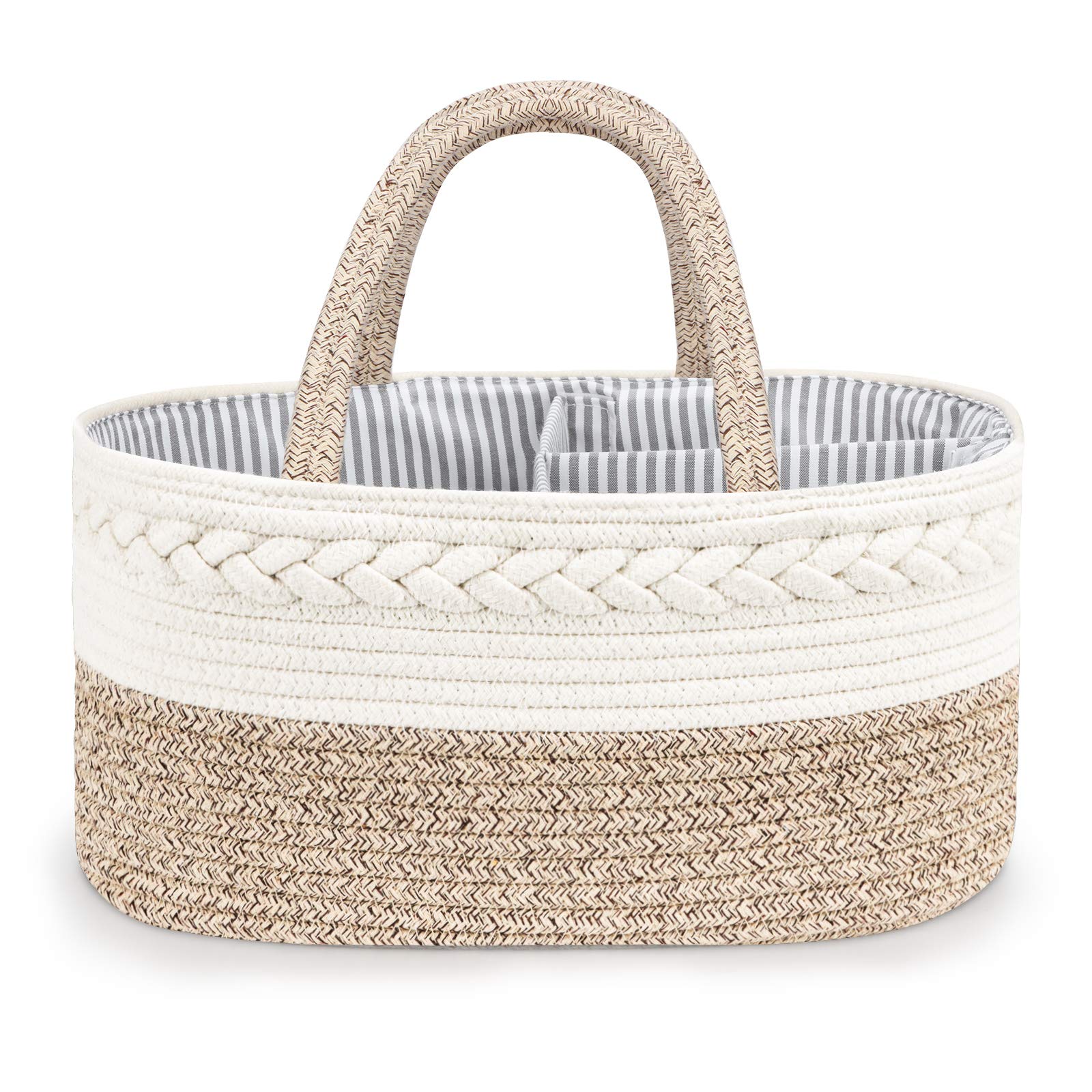 Maliton Baby Diaper Caddy X-Large Cotton Rope highlights sturdy rope construction for organized diaper storage