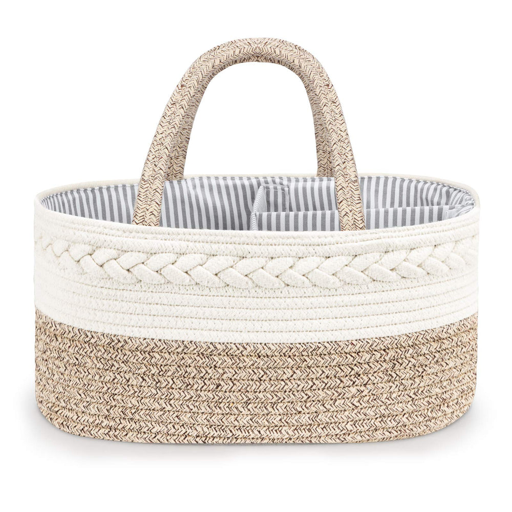 Maliton Baby Diaper Caddy X-Large Cotton Rope highlights sturdy rope construction for organized diaper storage