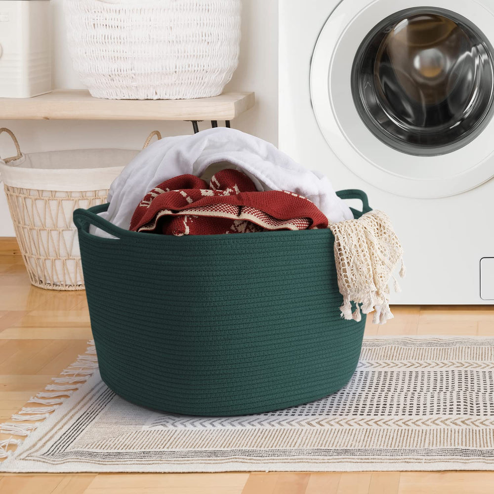 Maliton big towel basket fits bath linens and towels neatly.