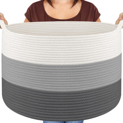 Maliton blanket basket exterior shows sturdy cotton rope construction for durable storage