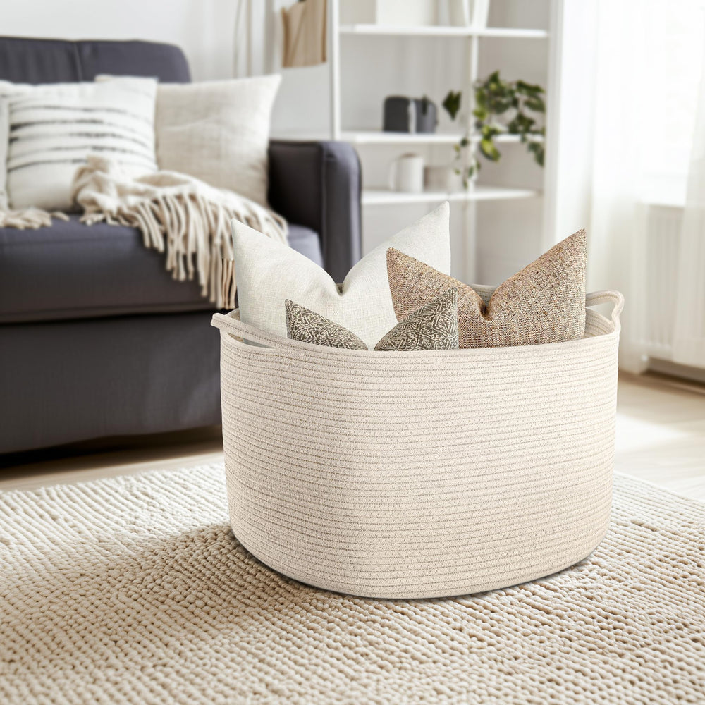Maliton cotton rope basket closeup highlights premium weave and soft edges