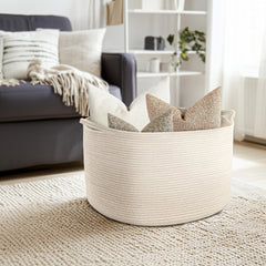 Maliton cotton rope basket closeup highlights premium weave and soft edges
