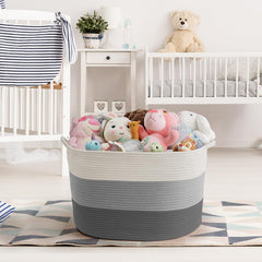 Maliton blanket basket with reinforced handles for easy moving between rooms