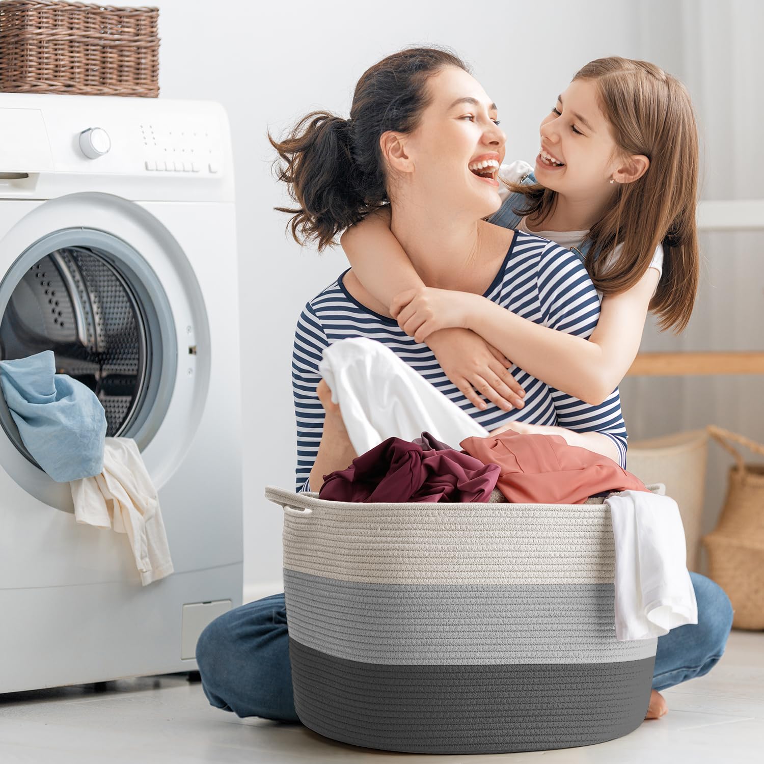 Maliton storage basket in nursery used for blankets, plush toys and towels