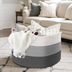 Maliton blanket basket open top view for easy access to blankets and toys