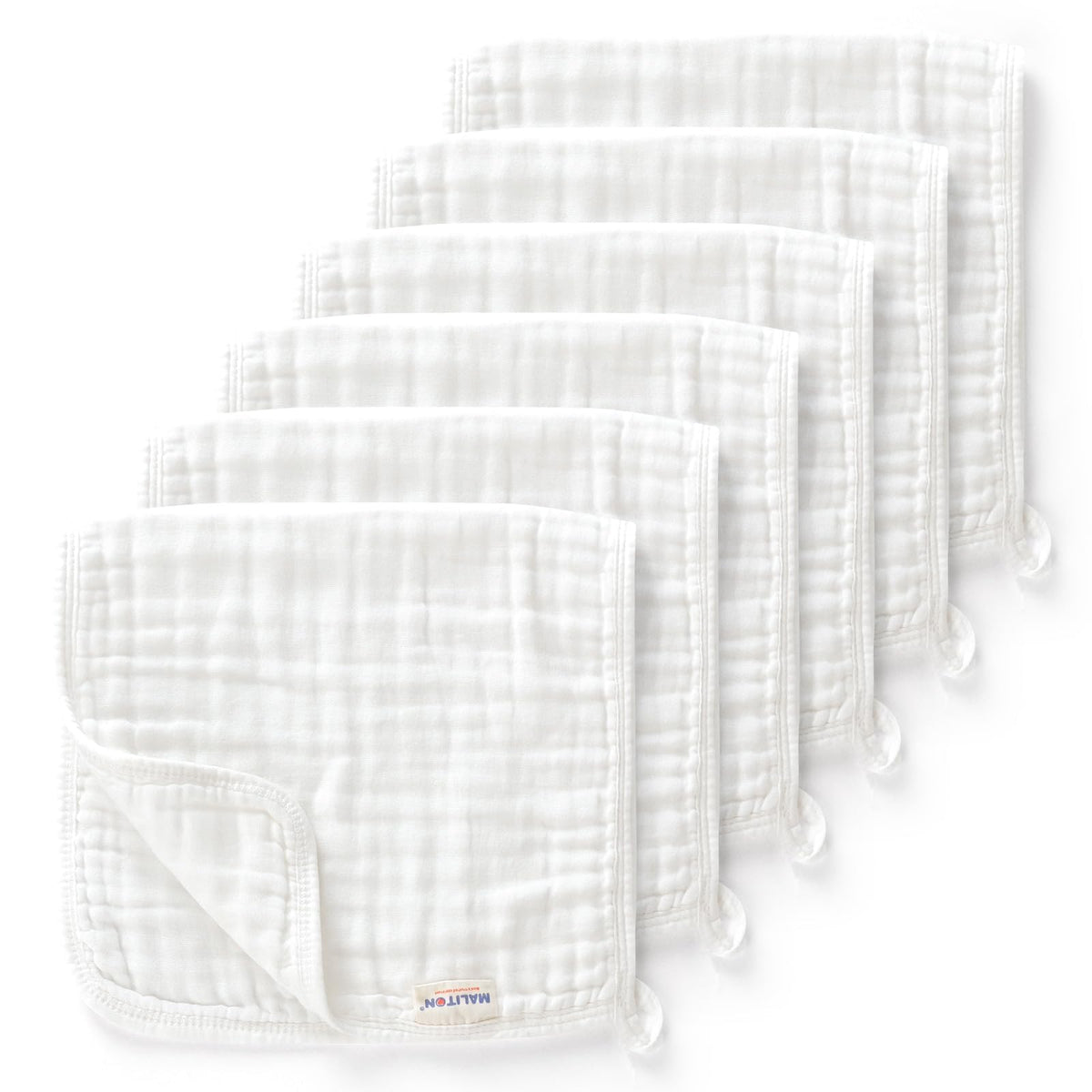 Maliton burp cloths pack6 flatlay for quick cleanups and newborn care