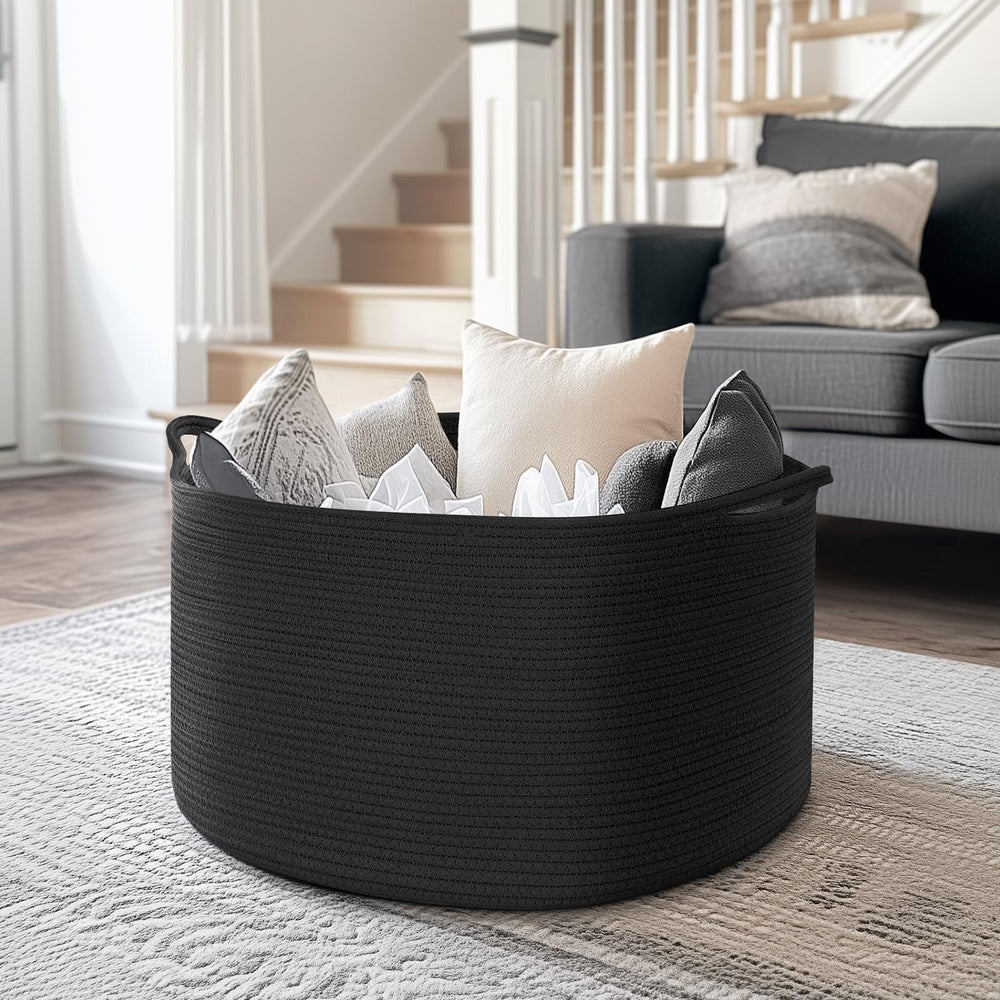 Maliton cotton rope basket handles provide easy, sturdy hauling between rooms