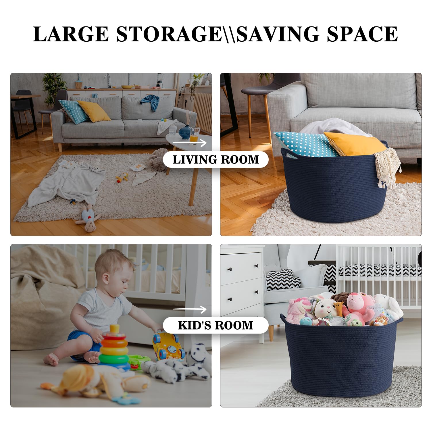 Maliton decorative storage in living room highlights a neutral color blend.