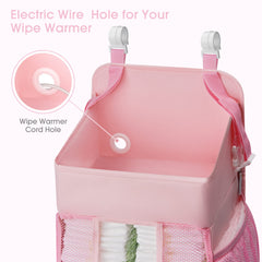 Maliton Hanging Diaper Caddy attachment types shows hooks and straps for versatile mounting