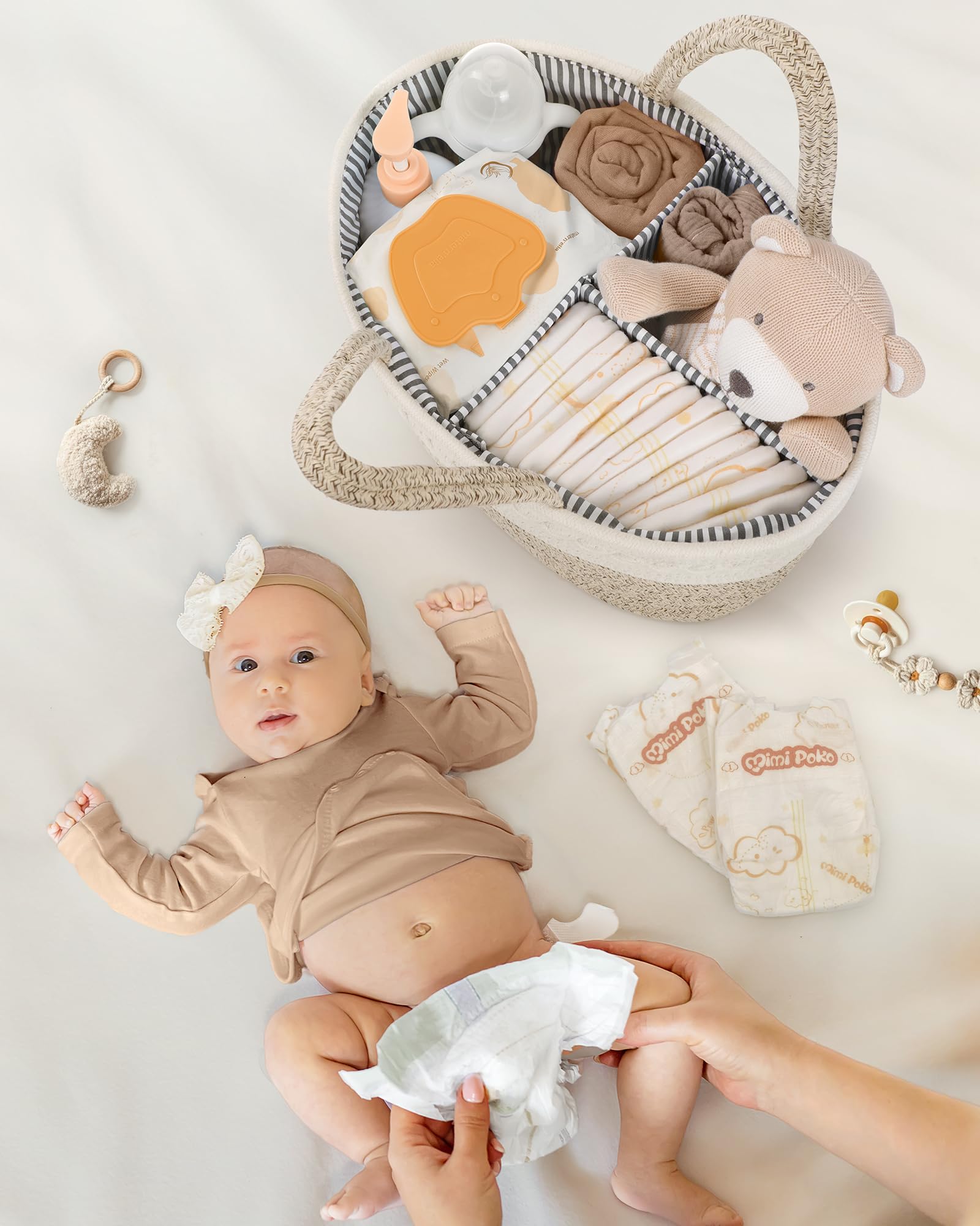 Maliton diaper caddy changing table accessory keeps wipes and diapers within reach