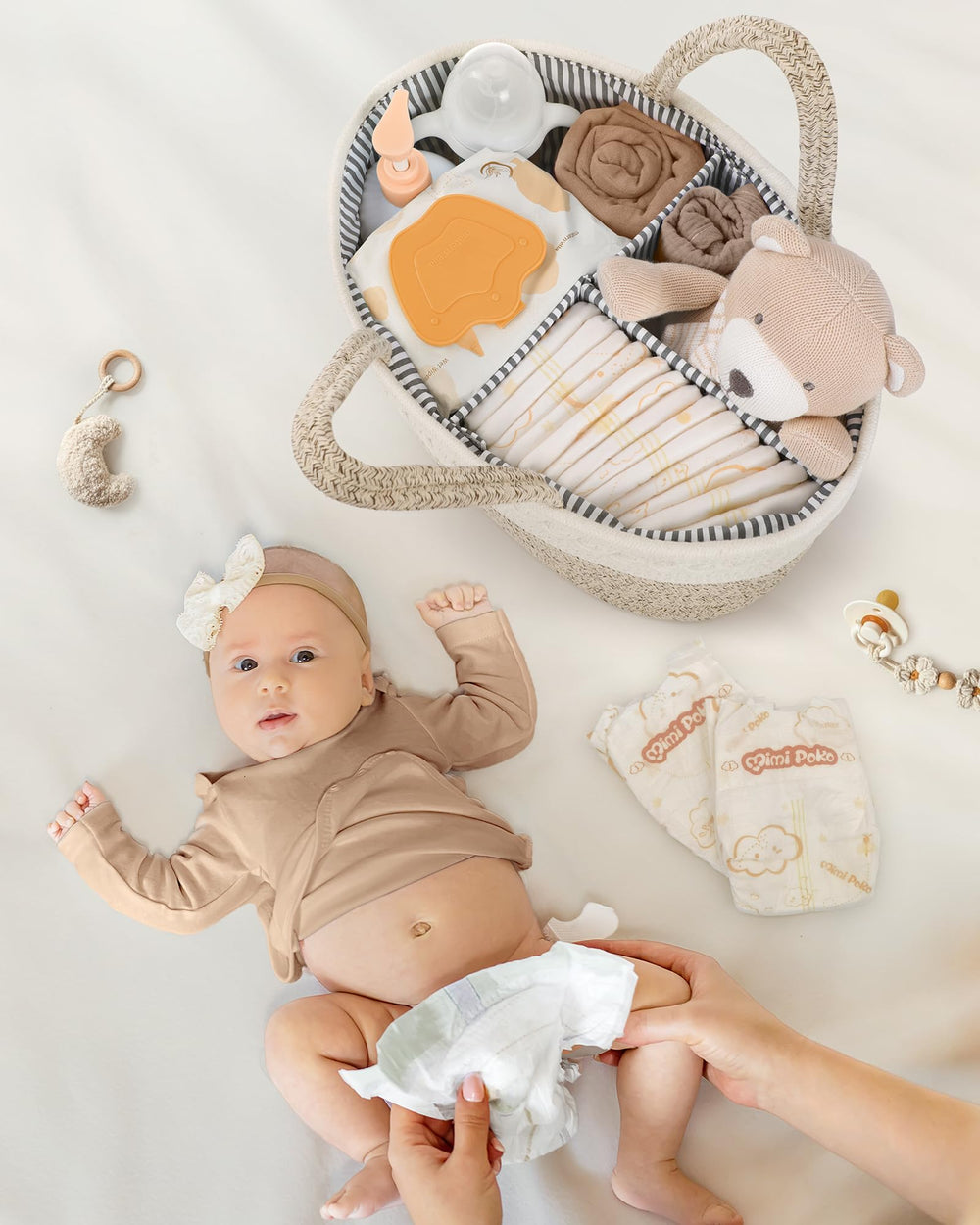 Maliton diaper caddy changing table accessory keeps wipes and diapers within reach