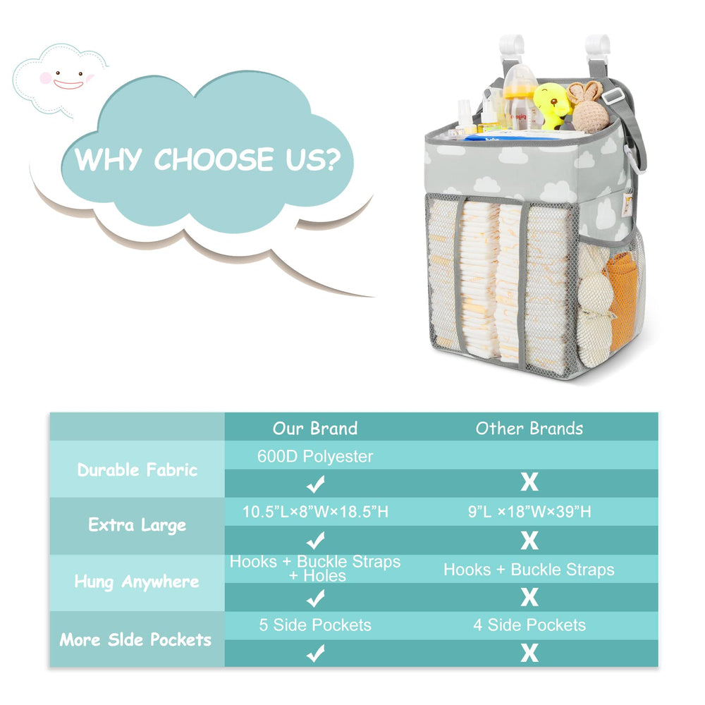 Maliton Gray Cloud diaper caddy as a stylish, unisex baby gift