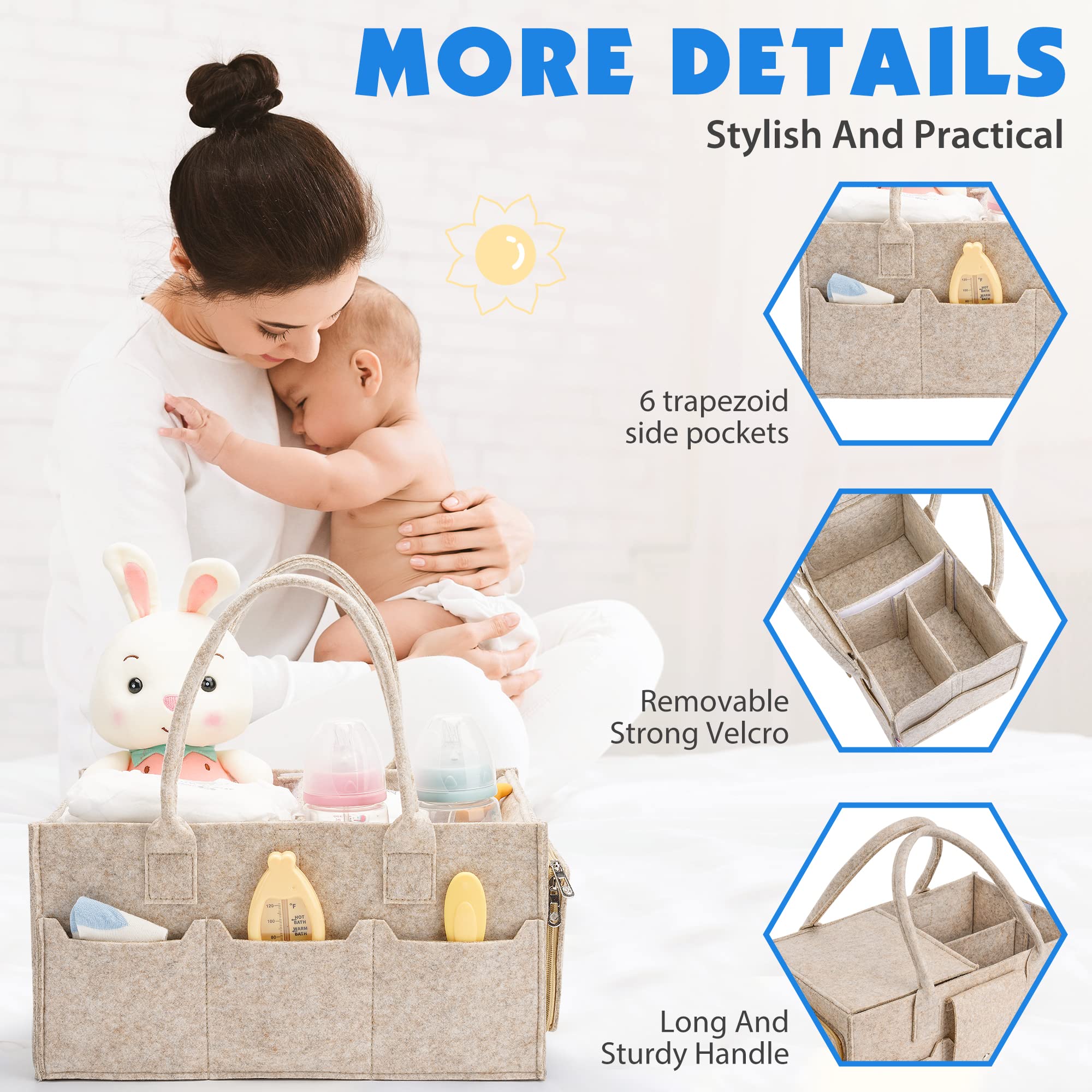 Maliton diaper caddy magnetic front pocket holds phone or essentials for easy access