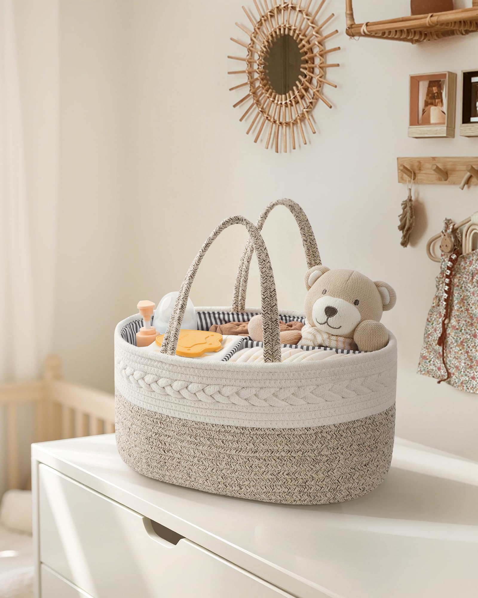 Maliton diaper caddy nursery storage proves versatile for living room and bathroom