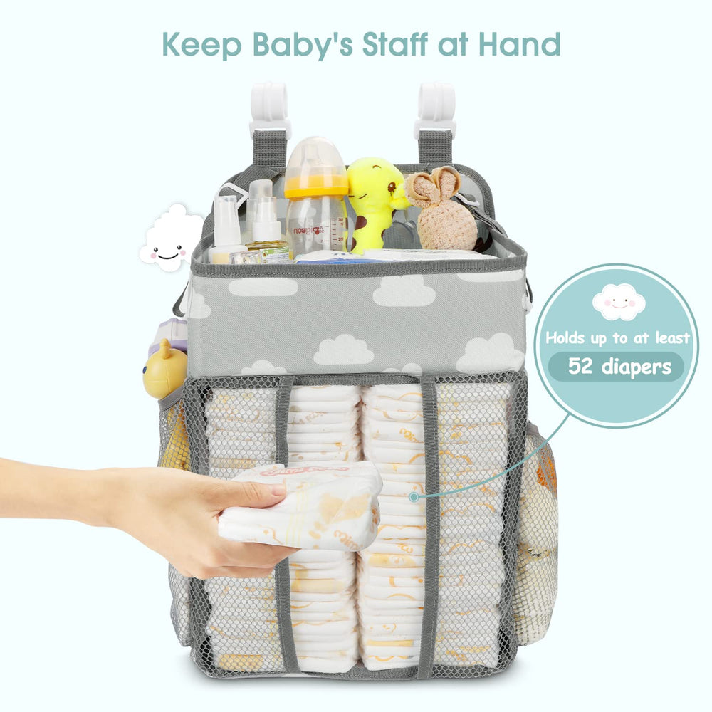 Maliton Diaper Caddy in use on crib and playard changing area