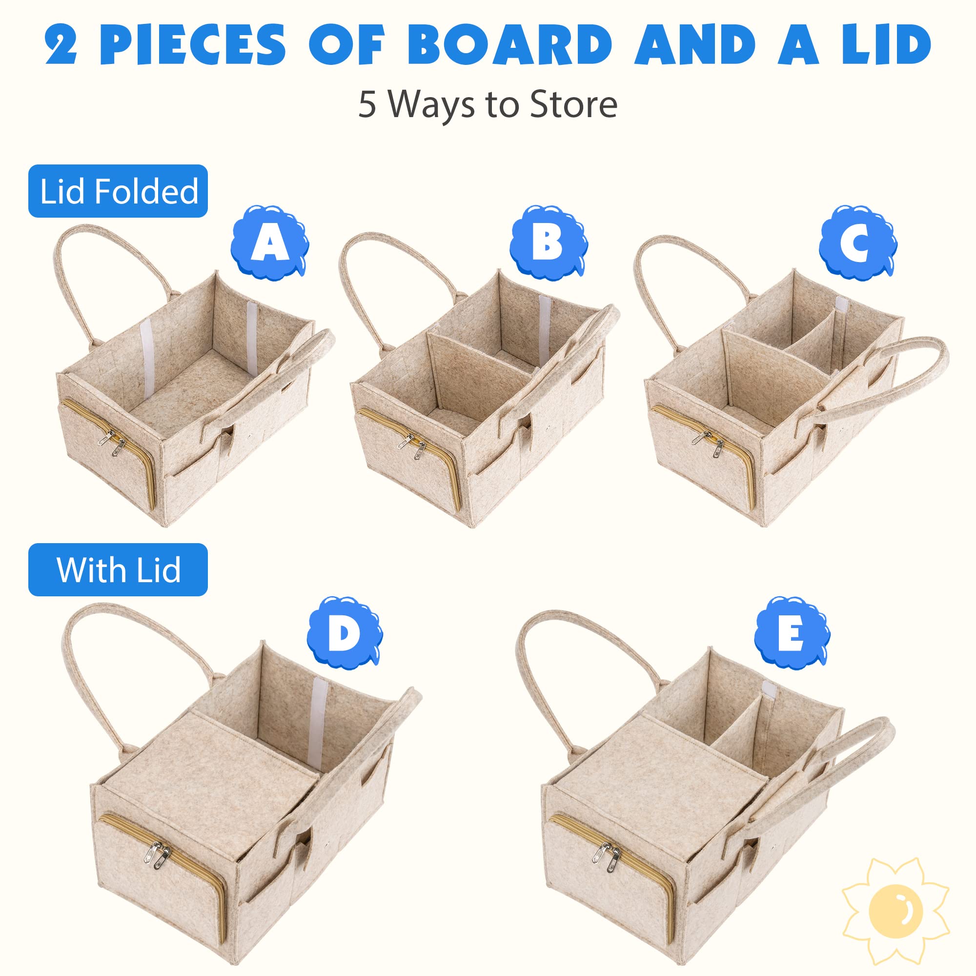 Maliton diaper caddy exterior pockets showcase six compartments for toys and supplies