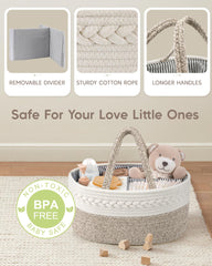 Maliton diaper caddy removable divider enables customizable compartments for gear organization