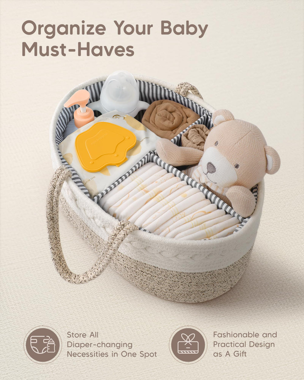 Maliton diaper caddy soft cotton rope weave feels gentle and durable for everyday use