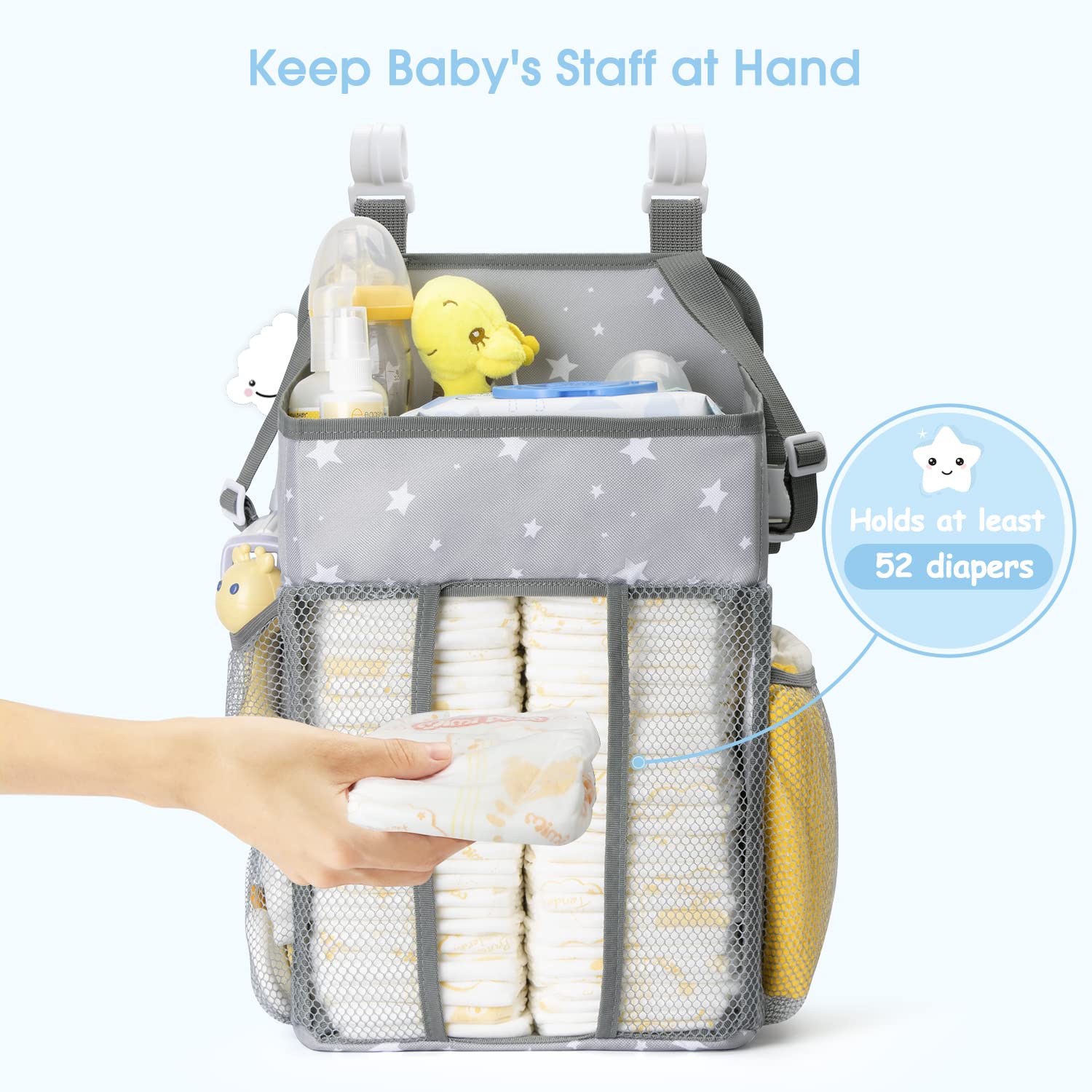 Maliton diaper organizer holds 52 diapers for fast, calm changes