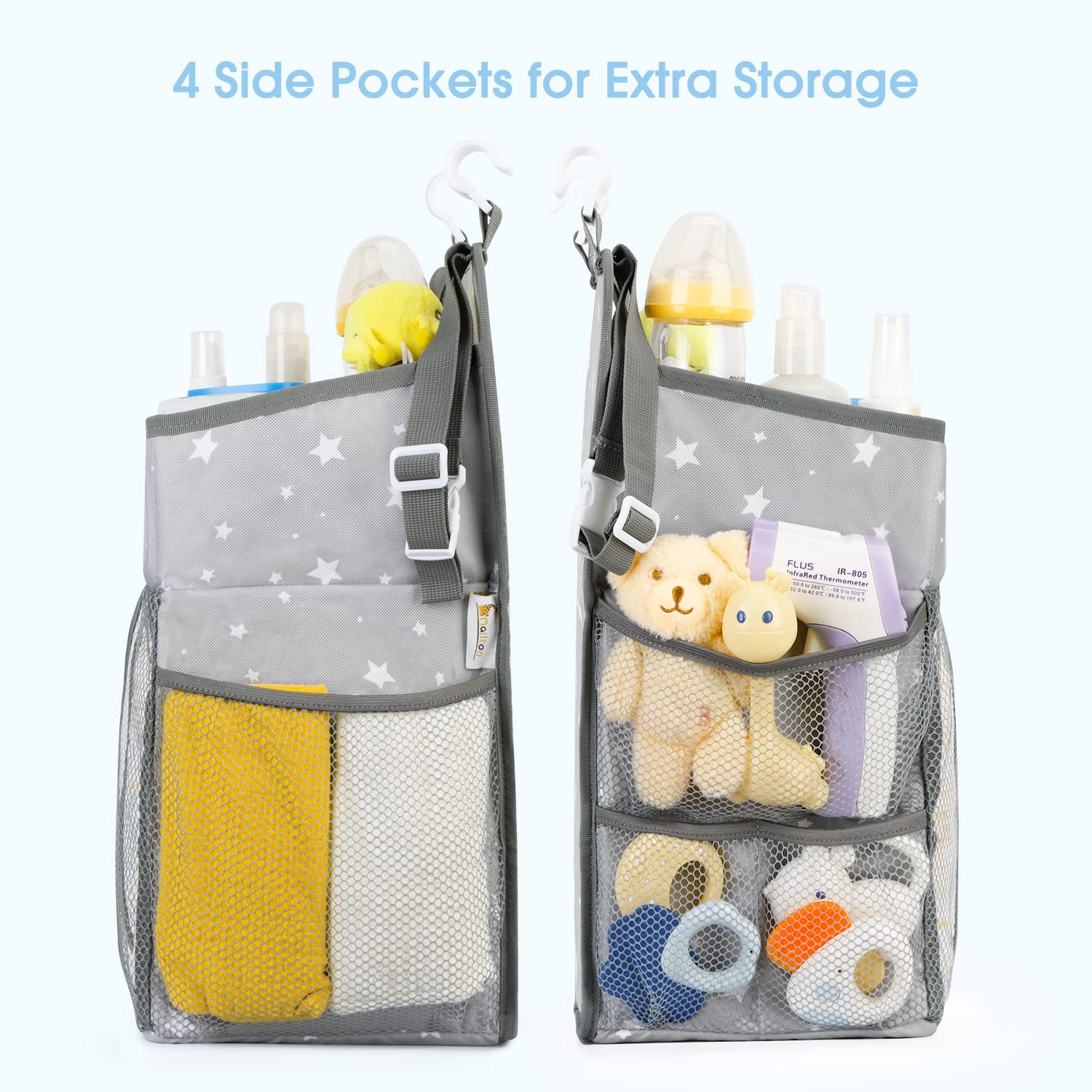 Maliton diaper organizer mesh pockets storing lotions and small items