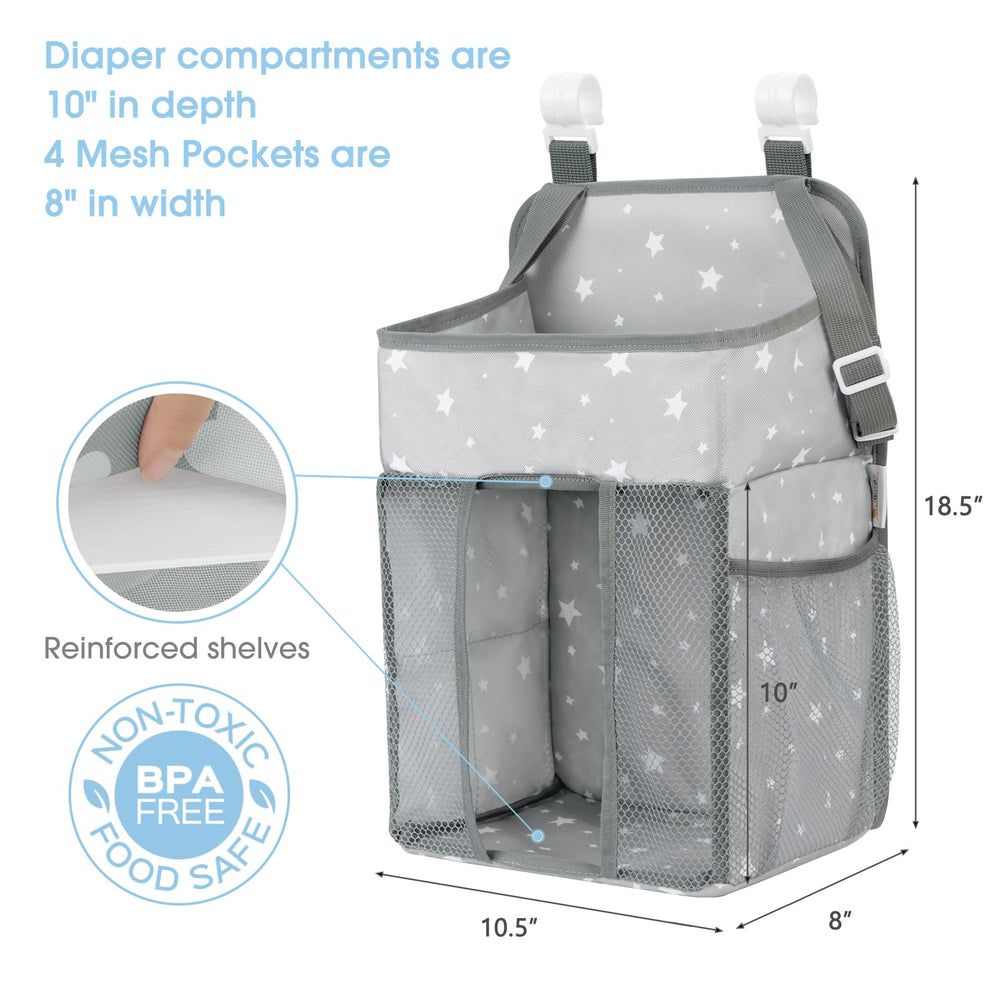 Maliton diaper organizer showing polypropylene board support for sturdy shape