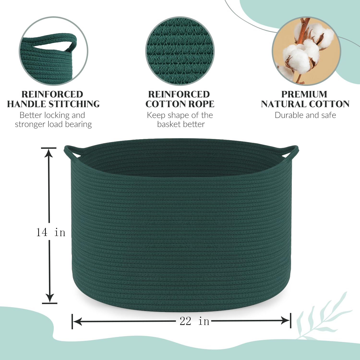 Maliton extra-large cotton rope basket for laundry, holding bulky items.