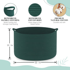 Maliton extra-large cotton rope basket for laundry, holding bulky items.