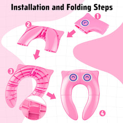 Maliton foldable potty seat collapses to a compact size for home or travel storage