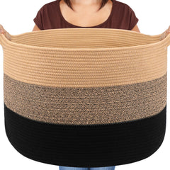 Maliton large woven basket front view showing ample storage for blankets.