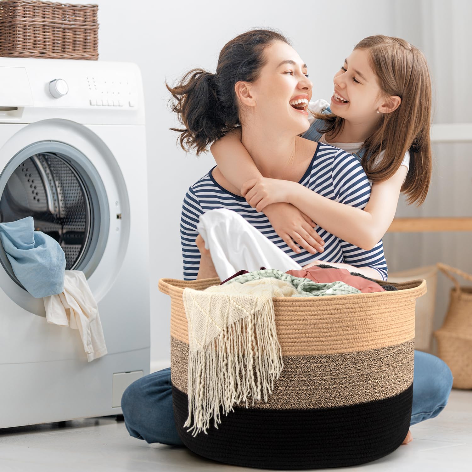 Maliton laundry use basket suitable for clothes or towels during chores.