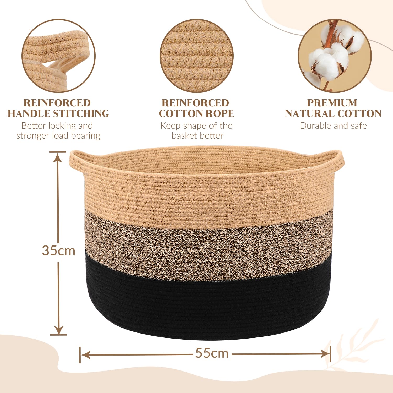 Maliton large woven basket in living room demonstrates versatile organization and neutral decor.