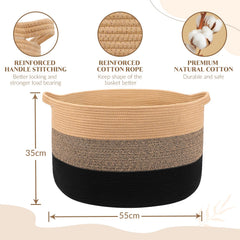 Maliton large woven basket in living room demonstrates versatile organization and neutral decor.