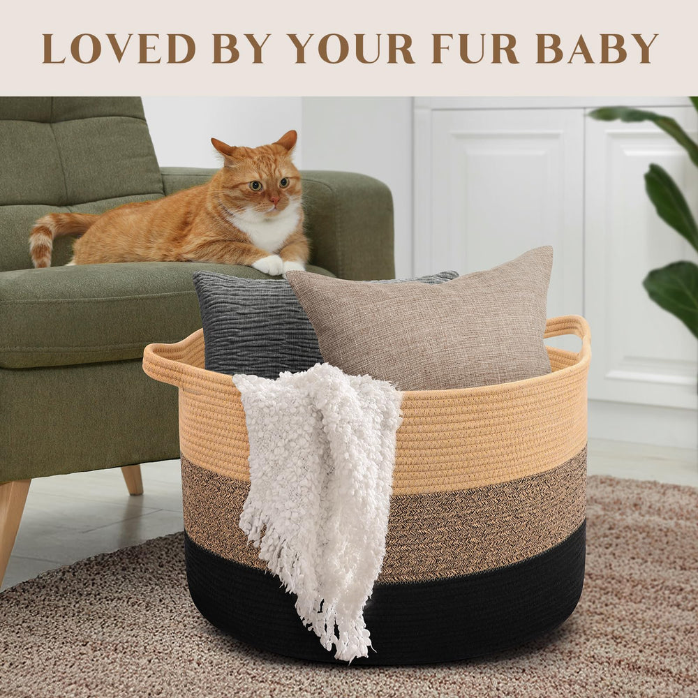 Maliton nursery bin demonstrates soft cotton rope storage for baby toys.