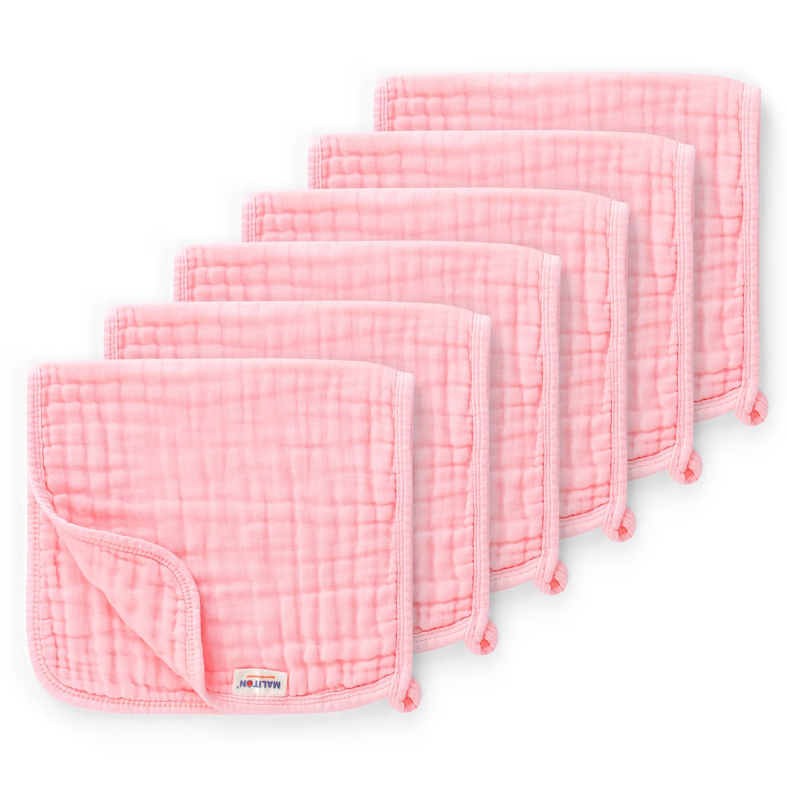 Maliton muslin burp cloths close-up showing soft cotton texture for gentle skin contact.