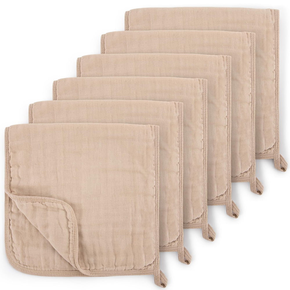 Maliton muslin burp cloths coffee pack—soft, absorbent six-layer cloths for daily baby care