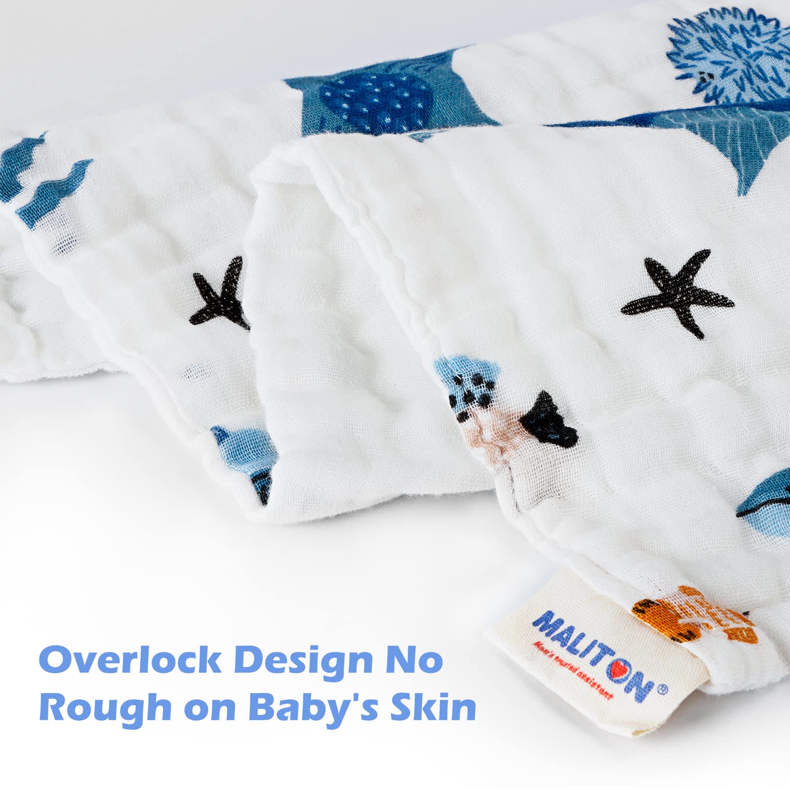 Maliton Muslin Burp Cloths animals pattern adds playful charm.