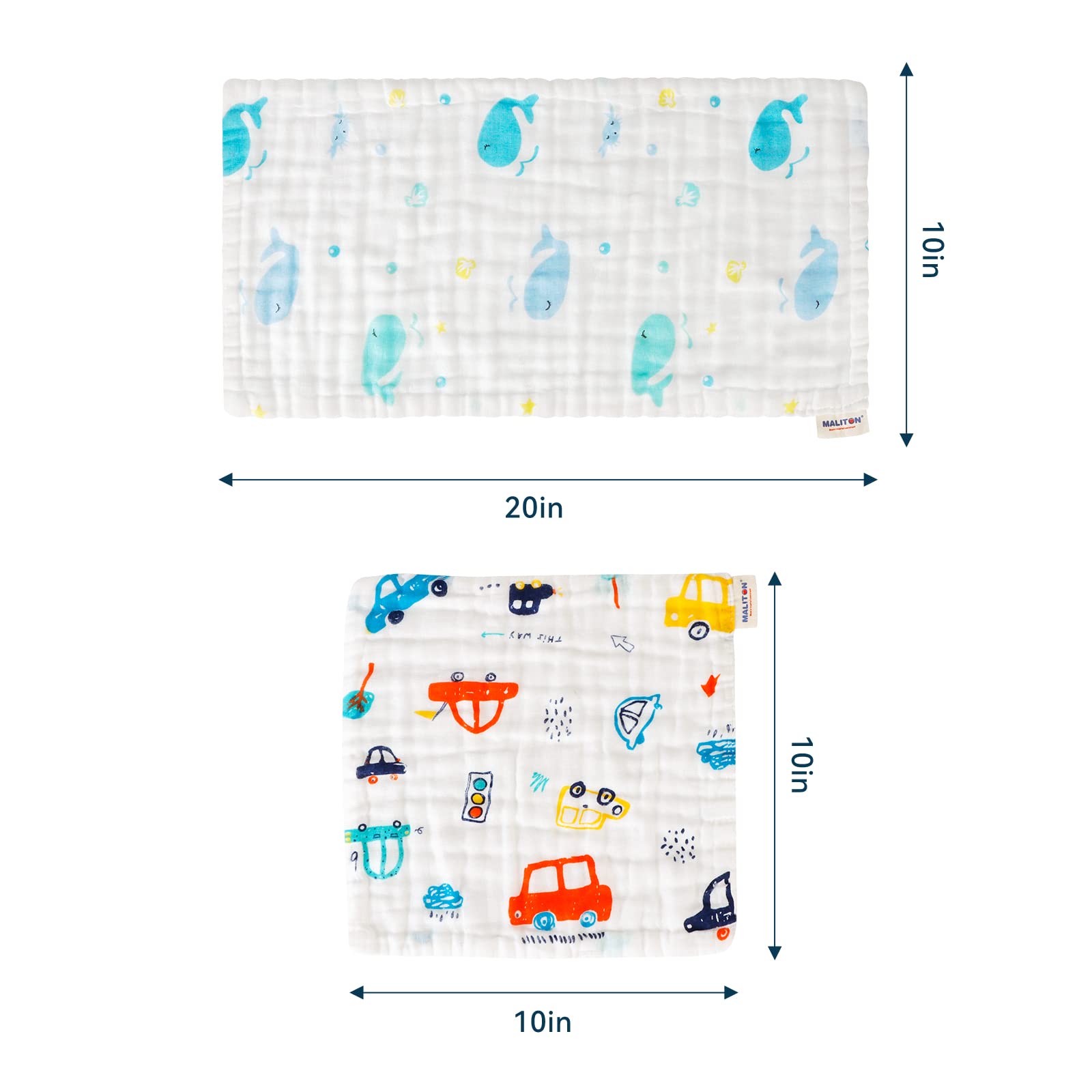 Maliton Muslin Burp Cloths washcare-friendly fabric for easy cleaning.