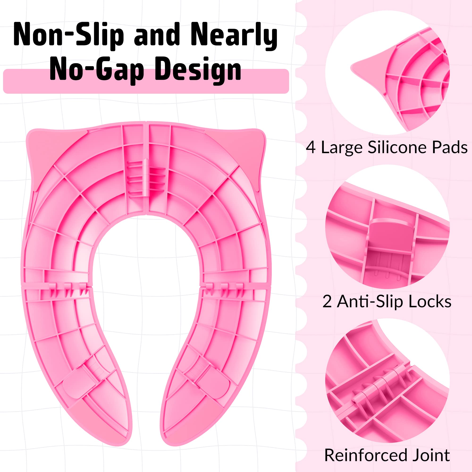 Maliton non-slip silicone pads provide extra grip for stable potty sessions